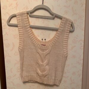 STAUD Cream Knit Sweater Vest